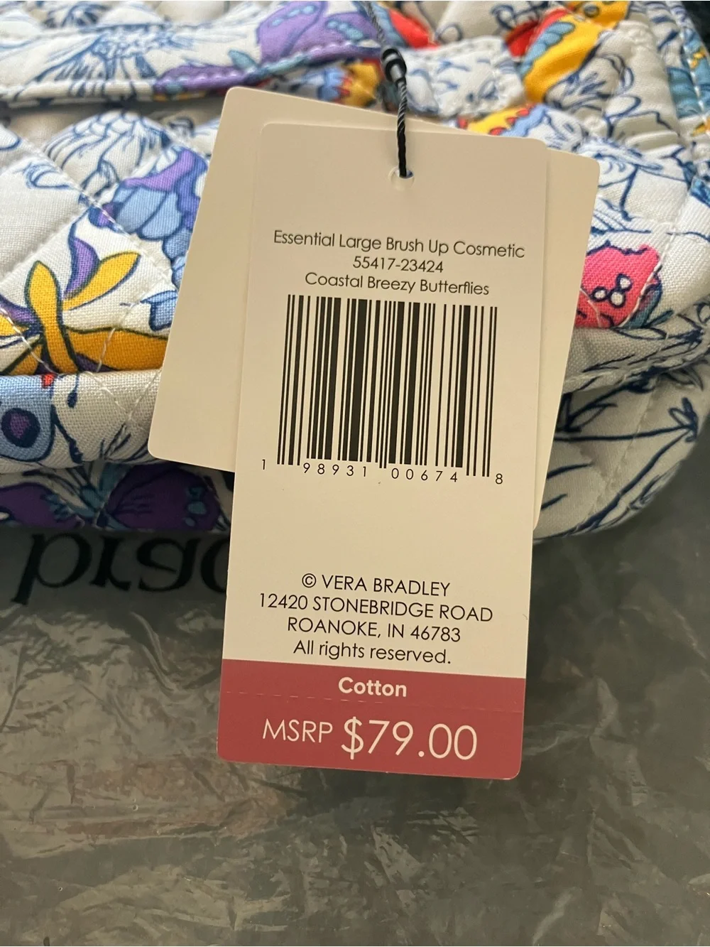Vera Bradley White Quilted Butterfly Cosmetic Case